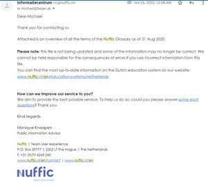 NUFFIC's answer